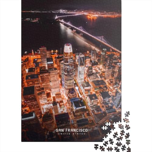 San Francisco Puzzle für Erwachsene, 1000-teiliges Puzzle für Erwachsene, Puzzle aus Holz, kreativ für Erwachsene, anspruchsvolles Spiel, 1000 Teile (75 x 50 cm) von SOQWBYG