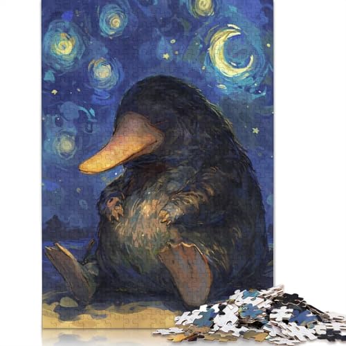 Schnabeltier Sternennacht Süßes Puzzle 520 Teile Puzzle für Erwachsene Puzzle Puzzle-Sets für Familien-Lernspiel 520 Teile (52 x 38 cm) von SOQWBYG