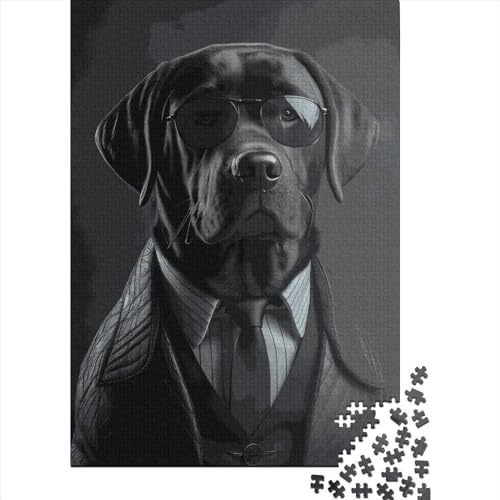 Schwarzes Labrador-Puzzle, rechteckige Pappe, 100% recycelte Pappe, Puzzle für Jungen oder Mädchen, 70 x 50 cm, 1000 Teile von SOQWBYG