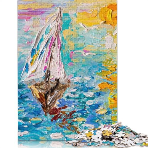 Segeln bei Sonnenuntergang, Puzzlespiele für Erwachsene, Puzzle 1000 Teile, Puzzle für Erwachsene, Spiele für Erwachsene, Jugendliche und 1000 Teile (75 x 50 cm) von SOQWBYG