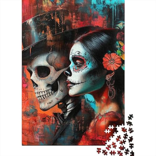 Skeleton_Lovers Puzzle 520 Teile, Puzzle für Erwachsene, Lernspiele, Spielzeug, DIY, kreatives Holzpuzzle, Geschenke, 520 Teile (52 x 38 cm) von SOQWBYG