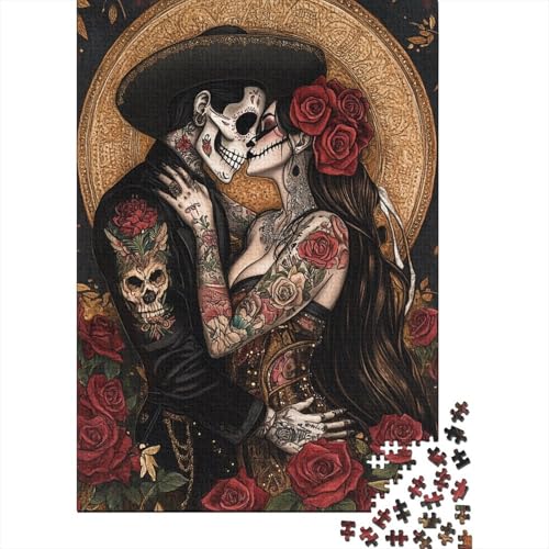 Skeleton_Lovers Puzzle für Erwachsene, 1000-teiliges Puzzle für Erwachsene, Puzzle aus Holz, kreativ für Erwachsene, anspruchsvolles Spiel, 1000 Teile (75 x 50 cm) von SOQWBYG