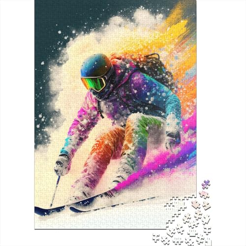 Snowboard-Puzzle, 520 Teile, Puzzle für Erwachsene, Lernspiele, Spielzeug, DIY, kreatives Holzpuzzle, Geschenke, 520 Teile (52 x 38 cm) von SOQWBYG