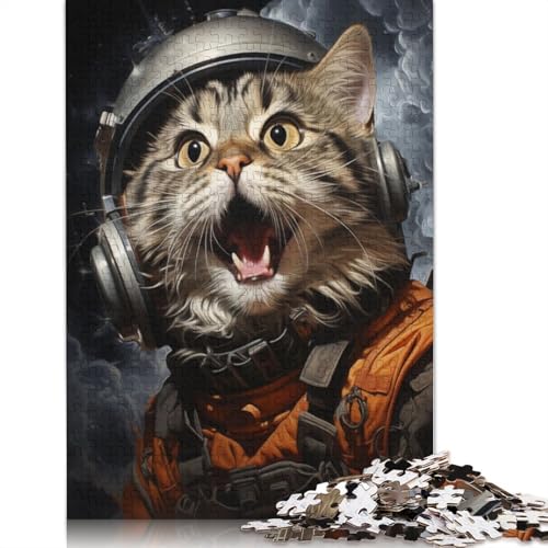 Space Cat Puzzle 1500 Teile Puzzle für Erwachsene, Lernspiele, Spielzeug, DIY, kreatives Holzpuzzle, Geschenke, 1500 Teile (85 x 57 cm) von SOQWBYG