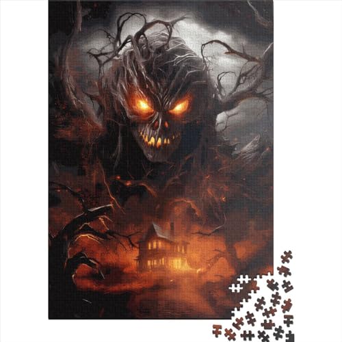 Spukendes Halloween-Haus-Puzzle für Erwachsene, 1000-teiliges Puzzle für Erwachsene, Puzzle aus Holz, kreativ für Erwachsene, anspruchsvolles Spiel, 1000 Teile (75 x 50 cm) von SOQWBYG