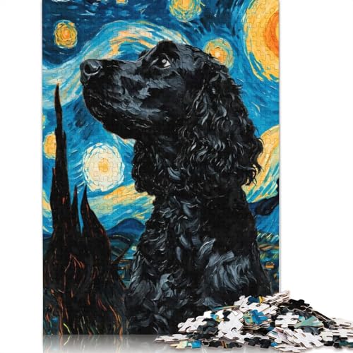 Starry Cocker Spaniel Puzzle 520 Teile Holzpuzzle Erwachsene Puzzlespiele Lernspielzeug 520 Teile (52x38cm) von SOQWBYG