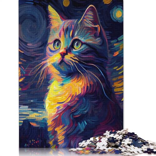 Sternennacht-Katze, 1500 Puzzleteile für Erwachsene, Puzzle-Sets für die ganze Familie, Lernspiel, Puzzle 1500 Teile (85 x 57 cm) von SOQWBYG