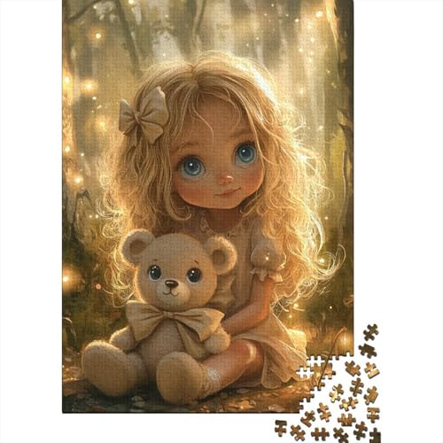 Süßes_Blondes_kleines_Mädchen-Puzzle, 520 Teile, Puzzle für Erwachsene, Unmögliches Puzzle, Holzspielzeug, Puzzle, Herausforderndes Spiel, 520 Teile (52 x 38 cm) von SOQWBYG