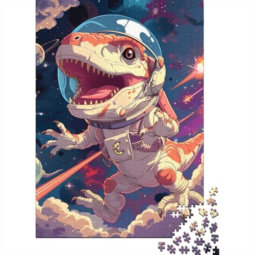 Süßes Dinosaurier-Astronauten-Puzzle, Dekompressionsspielzeug, rechteckiges Papierpuzzle für Kinder und Erwachsene ab 12 Jahren, Ostergeschenke, 38 x 26 cm, 1000 Teile von SOQWBYG