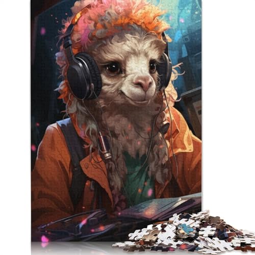 Süßes Gamer-Lama-Holzpuzzle für Erwachsene, 1500 Teile. Puzzle für Puzzle für Puzzle ab 18 Jahren und Erwachsene, 1500 Teile (85 x 57 cm) von SOQWBYG