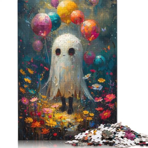 Süßes Gespenst mit Luftballons, Holzpuzzle für Erwachsene, 1000 Teile, Puzzle für Puzzle ab 18 Jahren und Erwachsene, 1000 Teile (75 x 50 cm) von SOQWBYG