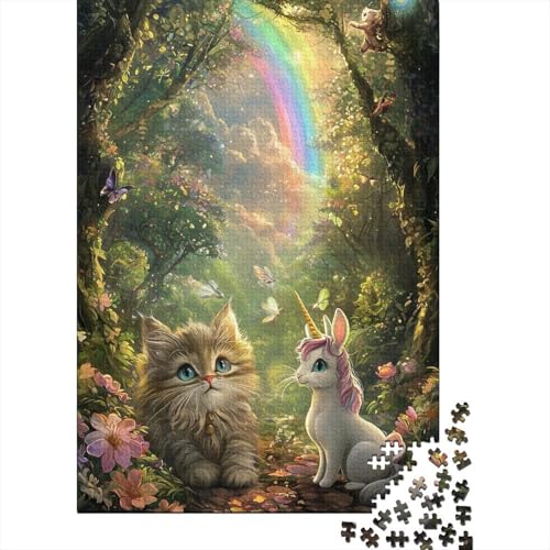 Süßes Katzen-Puzzle für Erwachsene, 1000-teiliges Puzzle für Erwachsene, Puzzle aus Holz, kreativ für Erwachsene, anspruchsvolles Spiel, 1000 Teile (75 x 50 cm) von SOQWBYG