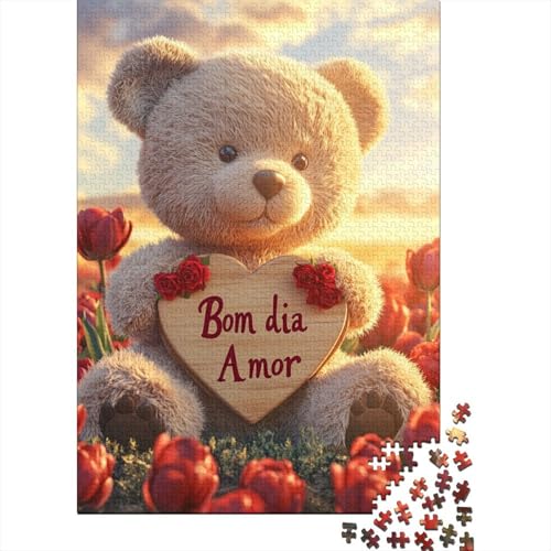 Süßes Teddybär-Puzzle, 520 Teile, Holzpuzzle, Spielzeug, Familienspiel, Schwierigkeitsgrad, Herausforderung, Puzzles 520 Teile (52 x 38 cm) von SOQWBYG