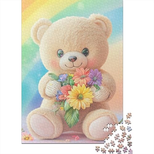 Süßes Teddybär-Puzzle, 520 Teile, Puzzle für Erwachsene, Lernspiele, Spielzeug, DIY, kreatives Holzpuzzle, Geschenke, 520 Teile (52 x 38 cm) von SOQWBYG