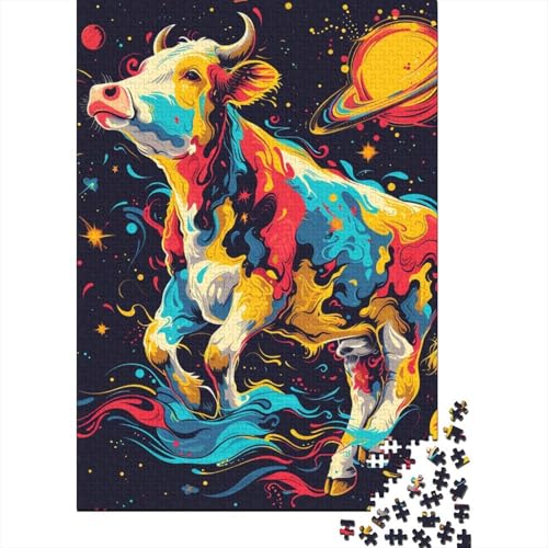 Tier-Stier-Puzzle, freundliche Materialien, 100% recycelte Pappe, Puzzle für Frauen und Männer, einzigartiges Geschenk, 70 x 50 cm/1000 Teile von SOQWBYG