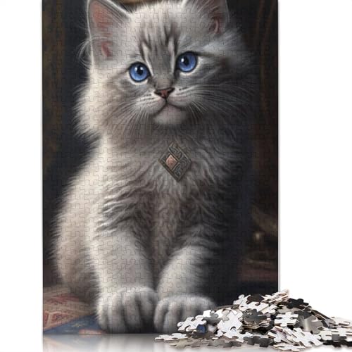 Tierkunst-Katzen-Puzzle, 520 Teile, Holzpuzzle, Puzzlespiele für Erwachsene, Lernspielzeug, 520 Teile (52 x 38 cm) von SOQWBYG