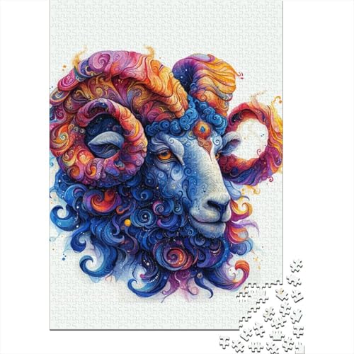 Tierziegen-Puzzle, Lernspiele, Familienaktivitäten, Premium-Karton-Puzzle für Frauen und Männer, Ostergeschenk, 38 x 26 cm/1000 Teile von SOQWBYG