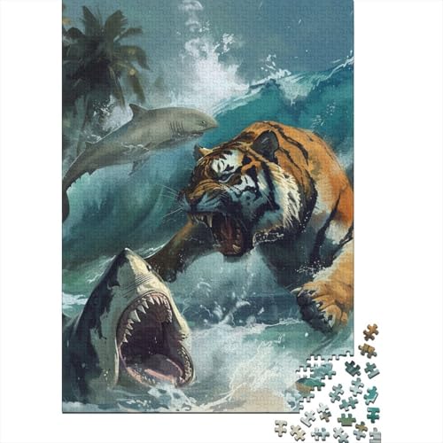 Tiger-Puzzle, 1500 Teile, Holzpuzzle, Spielzeug, Familienspiel, Schwierigkeitsgrad, Herausforderung, Puzzles 1500 Teile (85 x 57 cm) von SOQWBYG