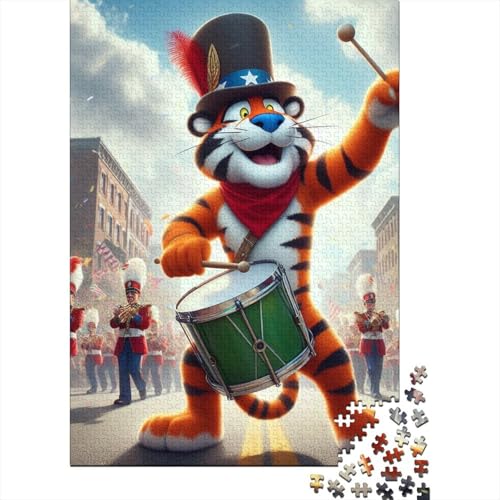 Tiger-Trommel-Puzzle, 100% recycelter Karton, Premium-Karton, Puzzle für Erwachsene und Kinder, 38 x 26 cm, 1000 Teile von SOQWBYG