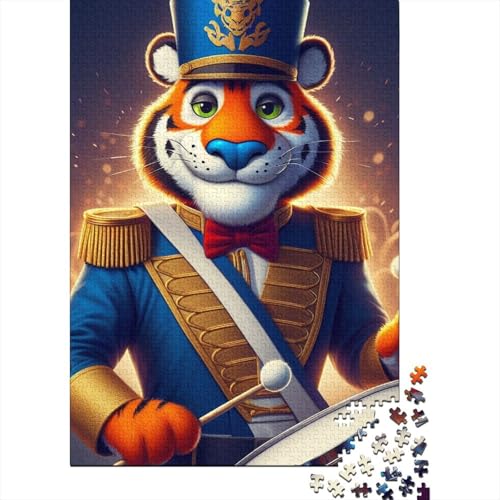 Tiger-Trommel-Puzzle, 100% recycelter Karton, Premium-Karton, Puzzle für Erwachsene und Kinder, 38 x 26 cm, 1000 Teile von SOQWBYG