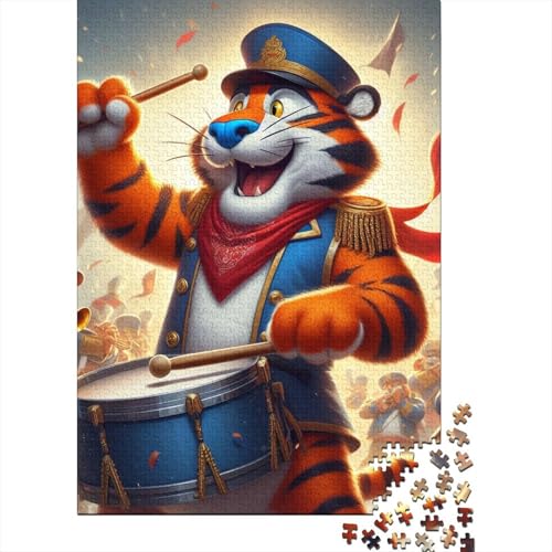 Tiger-Trommel-Puzzle, Premium-Puzzle aus 100% recyceltem Karton, rechteckig, für Frauen und Männer, einzigartiges Geschenk, 38 x 26 cm, 1000 Teile von SOQWBYG