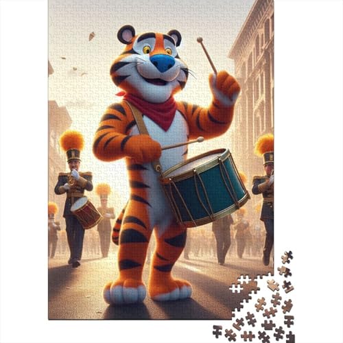 Tiger-Trommel-Puzzle, anpassbare Bilder, 100% recycelter Karton, Puzzle für Erwachsene und Teenager, einzigartiges Geschenk, 70 x 50 cm/1000 Teile von SOQWBYG