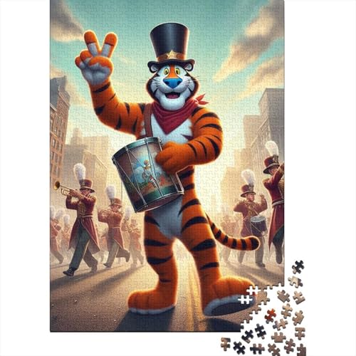 Tiger-Trommel-Puzzle, einzigartige Heimdekoration, Premium-Karton-Puzzle für Erwachsene und Teenager, einzigartiges Geschenk, 70 x 50 cm/1000 Teile von SOQWBYG