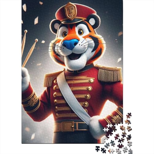 Tiger-Trommel-Puzzle, präzises ineinander greifendes rechteckiges Papierpuzzle für Jungen oder Mädchen, 70 x 50 cm/1000 Teile von SOQWBYG