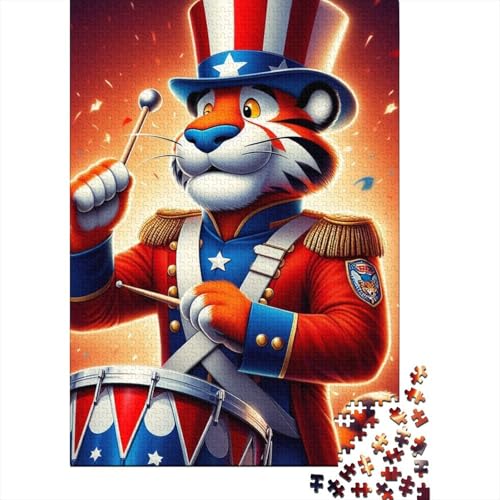 Tiger-Trommel-Puzzle, schwierige Herausforderung, 100 Prozent recycelte Pappe, Puzzle für Kinder und Erwachsene ab 12 Jahren, 70 x 50 cm, 1000 Teile von SOQWBYG