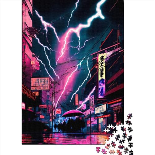 Tokyo Japan Neon-Puzzle 1500 Teile Puzzle Spielzeug für Erwachsene Puzzle Einzigartiges schwieriges und herausforderndes Puzzlespiel Spielzeug Geschenk 1500 Teile (85 x 57 cm) von SOQWBYG