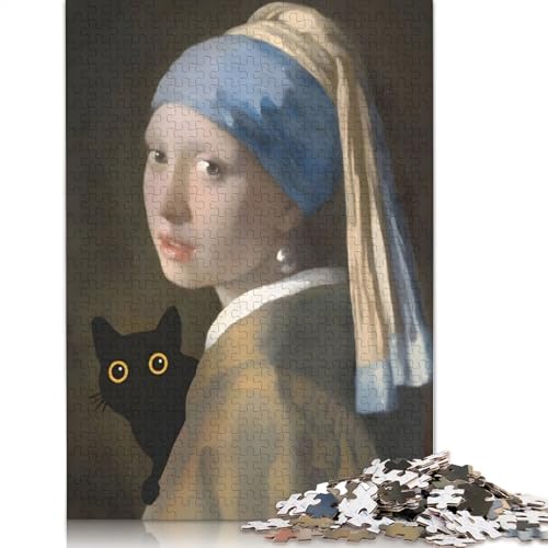 Vermeer, Mädchen mit Katze, Puzzle, 520 Teile, Puzzle für Erwachsene, Puzzle-Sets für die ganze Familie, Lernspiel, 520 Teile (52 x 38 cm) von SOQWBYG