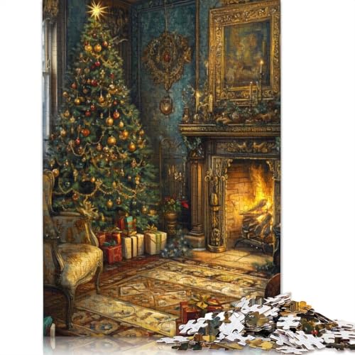 Weihnachtsabend-Malpuzzle für Erwachsene, 1000-teiliges Puzzle für Erwachsene, Puzzle aus Holz, kreativ für Erwachsene, anspruchsvolles Spiel, 1000 Teile (75 x 50 cm) von SOQWBYG