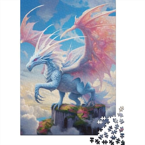 Weißer Drache Puzzle, herausforderndes und kniffliges Puzzle aus hochwertigem Karton für Erwachsene und Teenager, Ostergeschenk, 70 x 50 cm/1000 Teile von SOQWBYG