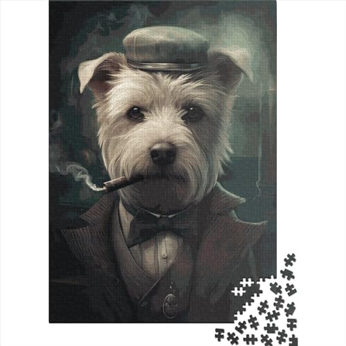 Westie-Hunde-Puzzle, einzigartiges Heimdekorations-Papier, rechteckiges Puzzle für Erwachsene, Teenager, Ostergeschenke, 70 x 50 cm/1000 Teile von SOQWBYG