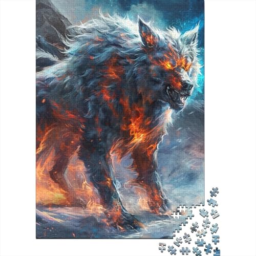 Wilder Wolf Puzzle, rechteckige Pappe, 100 Prozent recycelte Pappe, Puzzle für Erwachsene und Kinder, Ostergeschenke, 38 x 26 cm, 1000 Teile von SOQWBYG