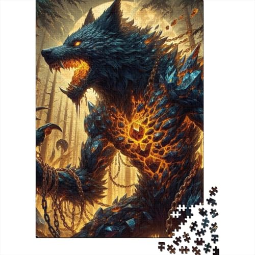 Wilder Wolf Puzzle Kreative Spiele Premium Karton Puzzle für Frauen Männer Geburtstagsgeschenk 38x26cm/1000 Teile von SOQWBYG