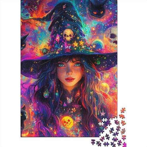 Witch_Women Puzzle für Erwachsene 1000-teiliges Puzzle für Erwachsene Puzzle aus Holz, kreativ für Erwachsene, anspruchsvolles Spiel, 1000 Teile (75 x 50 cm) von SOQWBYG