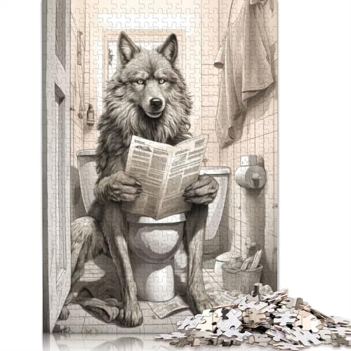 Wolf Badezimmer Business Holzpuzzle für Erwachsene, 520-teilig, Puzzle für Puzzle, Puzzle für 18+ und Erwachsene, 520 Teile (52 x 38 cm) von SOQWBYG