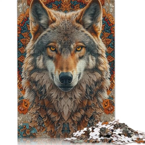 Wolf im Schnee Puzzle 520 Teile Puzzle Spiel für Erwachsene Puzzle Spielzeug Teenager Puzzle Geschenke Wanddekoration 520 Teile (52x38cm) von SOQWBYG