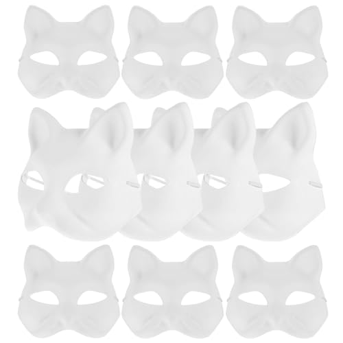 SOSHNTOU Katzenmaske, Therian-Masken, 20 Stück, Halloween-Masken, weiße Katzenmaske, handbemalte Gesichtsmaske, Fuchsmaske, Maskerade-Maske, halbes Gesicht for Cosplay-Party/369 von SOSHNTOU