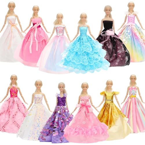 SOTOGO 12 Sets Puppenkleidung für 11,5 Zoll Mädchen Puppe Mode Handgemachte Puppenkleider Brautkleider Abendkleider Partykleider Outfit von SOTOGO