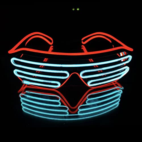 SOUTHSKY LED Leuchtbrille Leuchtend Brille Neuheit mit Licht Neon Lichter Blinker Für Nacht Pub Halloween Kostüm Cosplay Party(Rot+Weiß) von SOUTHSKY