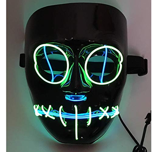 SOUTHSKY LED Maske Schwarz Horror Masken mit Led Licht Leuchtend Vollmaske Neon Lichter Blinker EL Glowing 2 Color 3 Modes Für Halloween Kostüm Cosplay Party von SOUTHSKY