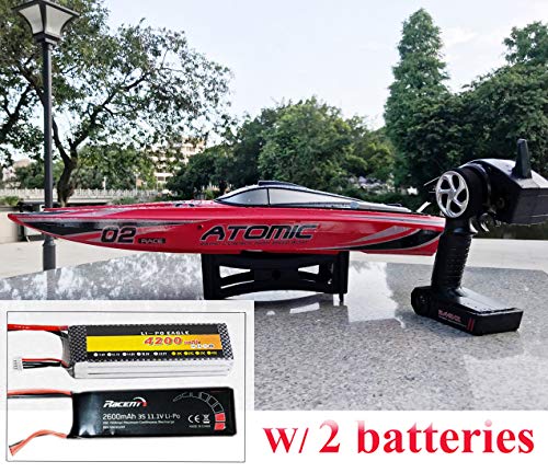 SOWOFA S011 27,5-Zoll-Fernbedienung Boat Speedboat Racing RC Boot für Hobby Erwachsene Jungen 65 KM/H Brushless Motor Ausgezeichnete Funktionen w / 2 Lipo-Batterien (4200 mAh & 2600 mAh) von SOWOFA