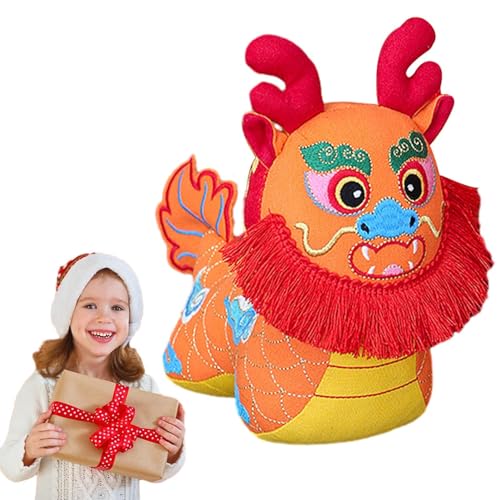 Chinesische Neujahrs-Drachenpuppe, chinesisches Sternzeichen-Drachenpuppe, PP-Baumwolle, Plüschtier, chinesisches Neujahrszubehör für Wohnzimmer, Schlafzimmer, Party, Hochzeit, Arbeitszimmer, von SOYDAN