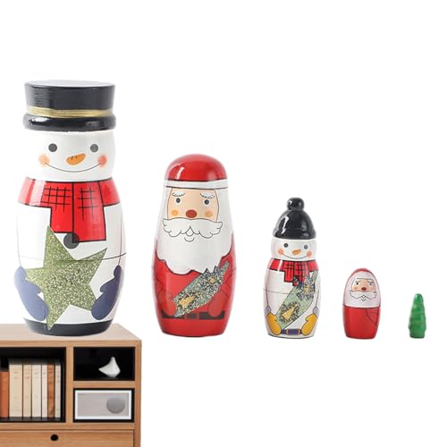 Matryoshka Stapelbare Puppen | 5-teiliges Weihnachtsspielzeug-Set Matrjoschka, kein Verblassen, beruhigendes Spielzeug für Nachttisch, Couchtisch, Esstisch, Arbeitszimmer, Tisch von SOYDAN