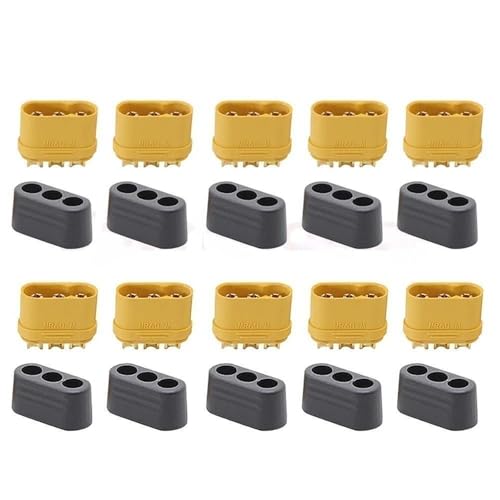 SPARKHOBBY 10PCS / 5Pirs Amass MR60 Stecker Buchse mit Mantel DREI Kern hohe Leistung Brushless Motor ESC Stecker für RC Modell ACCS Teile (10PCS MR60-M) von SPARKHOBBY