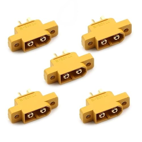 SPARKHOBBY Amass XT60E-M Stecker Schrauben Lipo Akku montierbar Stecker Messing vergoldet für RC Modelle Multicopter Fixed Board (10PCS XT60E-M) von SPARKHOBBY