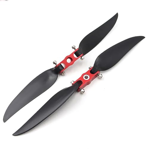 SPARKHOBBY 2pcs Faltbarer Propeller und roter Paddel-Clip-Adapterklemme, 5 mm, 6 mm Blende, 1060 1160, RC-Flugzeug, Fixflügel, DIY, 28 x 15 cm und roter Clip, 2 Stück von SPARKHOBBY