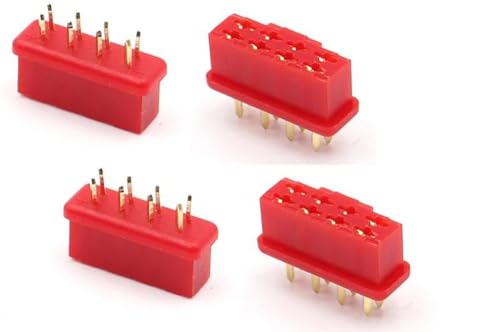 SPARKHOBBY MPX 8-poliger Stecker und Buchse, Servosignal, 8-adriges Ladegerät, Niederstrom-Anschlussadapter für ferngesteuerte Auto-Flugzeugteile (4 rote Stecker) von SPARKHOBBY